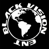 a black vision logo on a black background
