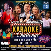 the flyer for the freeport community karaoke challenge
